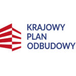 Na zdjęciu widoczne jest logo Krajowego Planu Odbudowy. Logo złożone jest z czerwonych poziomych krezek naprzemiennie z białymi przerwami.