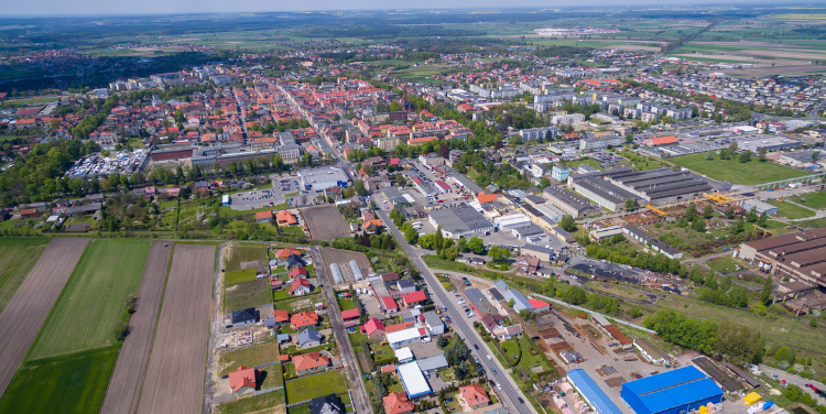 zabudowana przesytrzeń z lotu ptaka