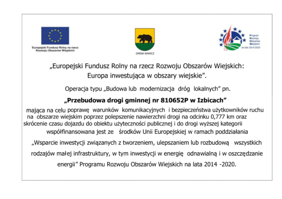 informacja o programiez tytułem działania i logotypami programu i gminy