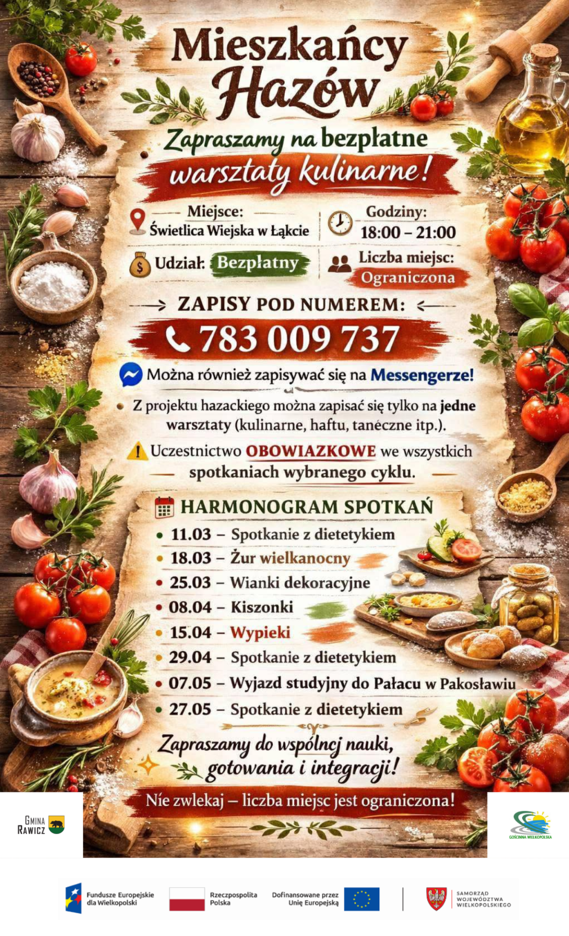 harmonogram działań warsztaty kulinarne