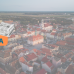 Panorama Rawicza i grafiki złożonych gazet.