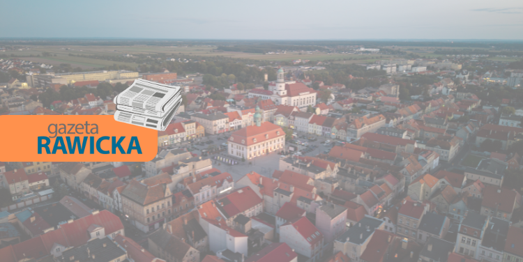 Panorama Rawicza i grafiki złożonych gazet.