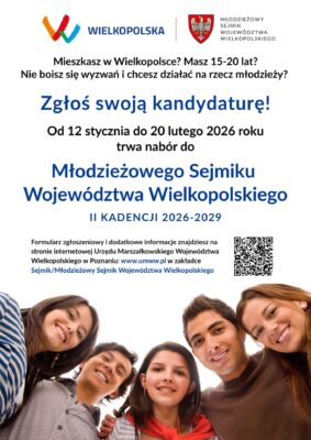Grupa młodzieży oraz informacje o naborze do Młodzieżowego Sejmiku Województwa Wielkpolskiego