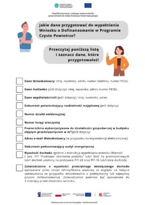 Lista wymaganych dokumentów.