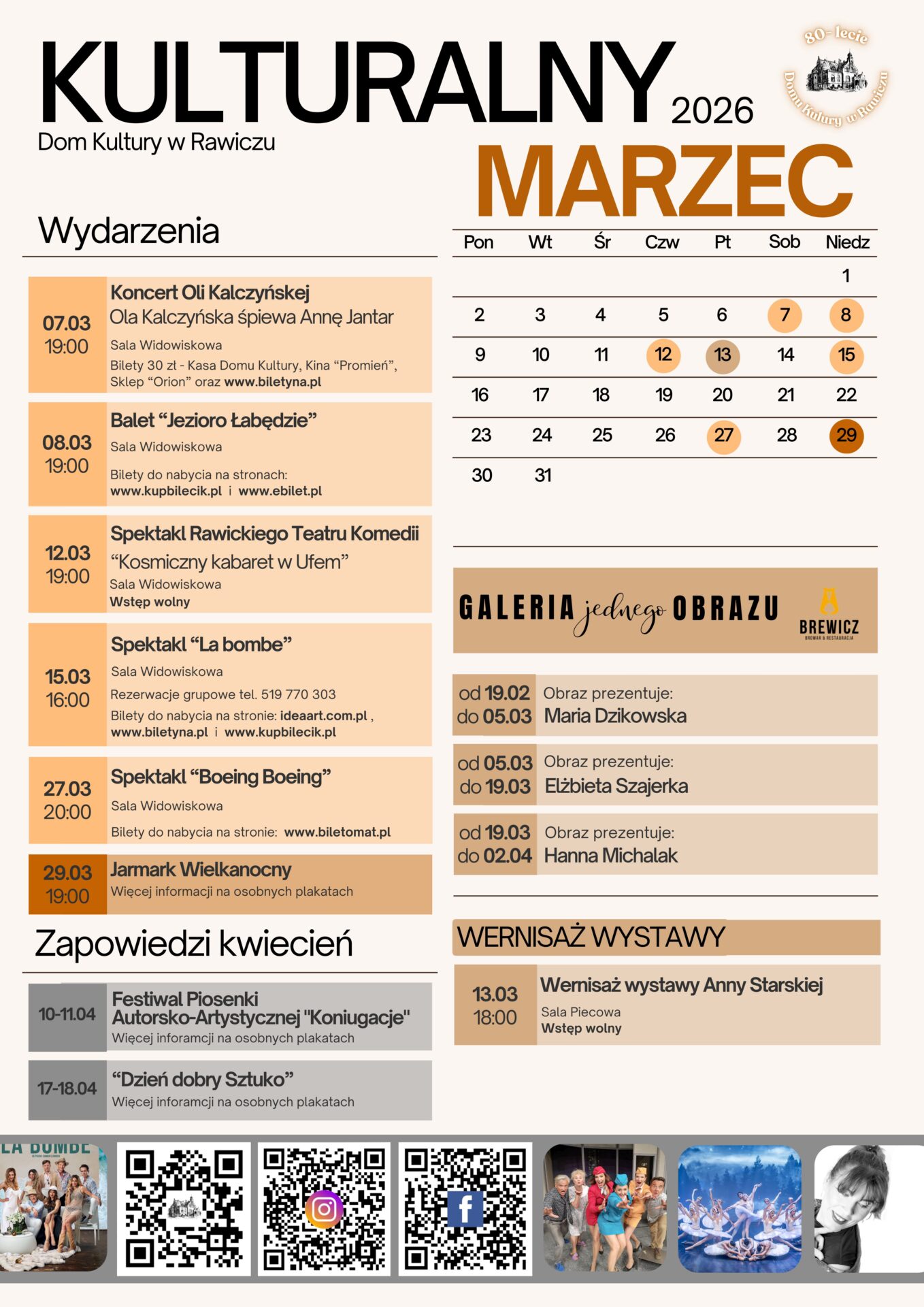 Kulturalne propozycje na marzec z Domu Kultury w Rawiczu.