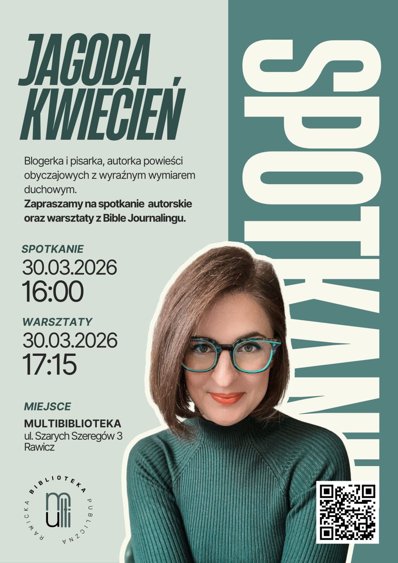 Zdjęcie autorki oraz informacje o wydarzeniu.