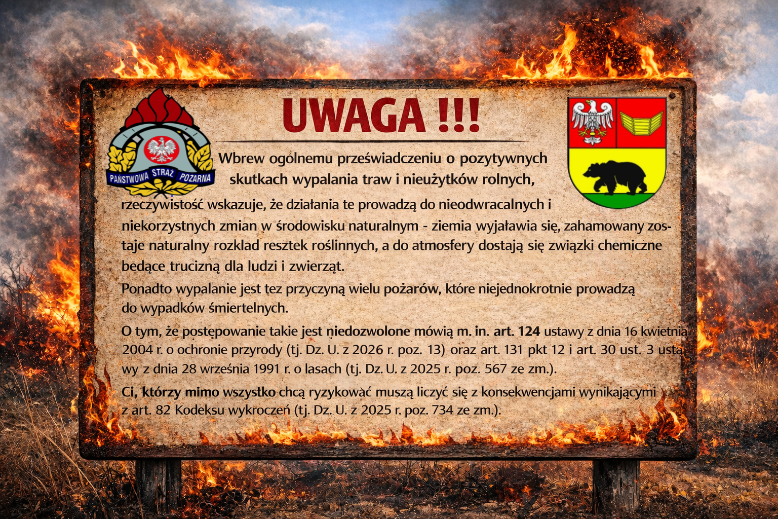 Informacje o skutkach wypalania traw i nieużytków rolnych.