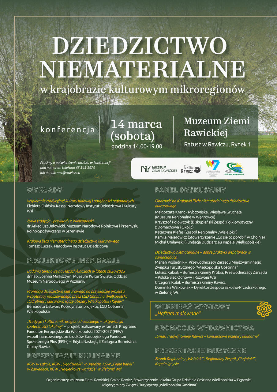 plakat z informacją o konferencji Niematerialne Dziedzictwo