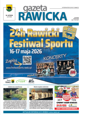 Pierwsza strona kwietniowego wydania "Gazety Rawickiej"