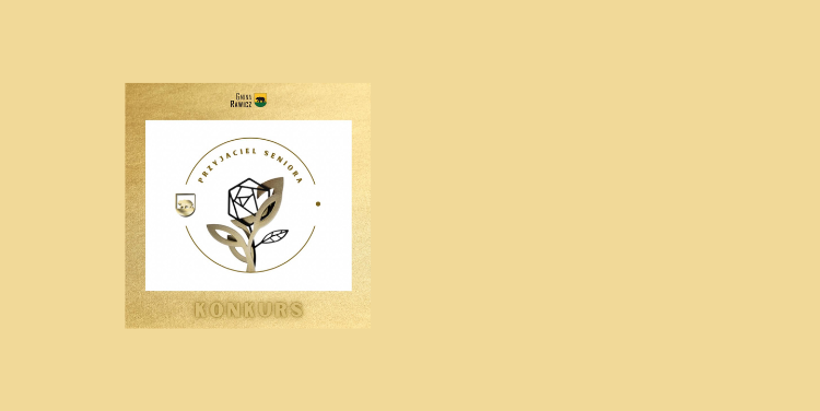 Logotyp konkursu Przyjaciel Seniora - statuetka róży.