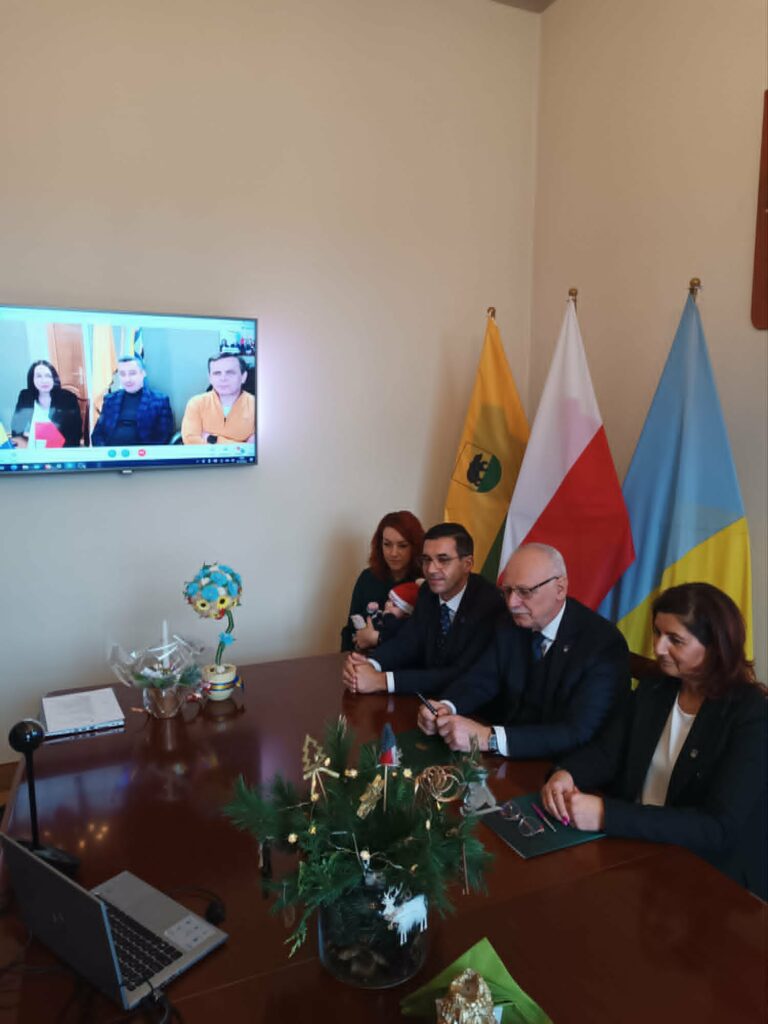 Spotkanie on line kierownictwa UMGR z przedstawicielami Żytomierza.