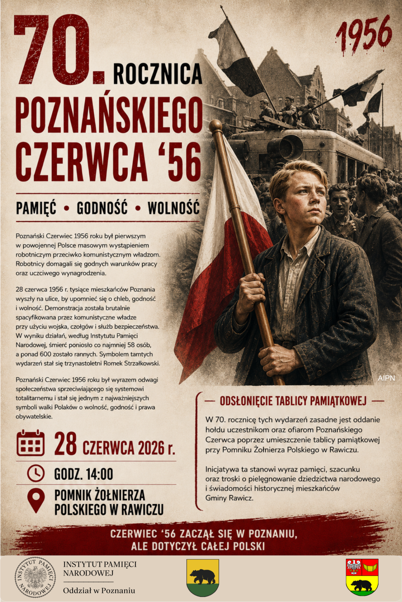 plakat 70. rocznica Poznańskiego Czerwca '56